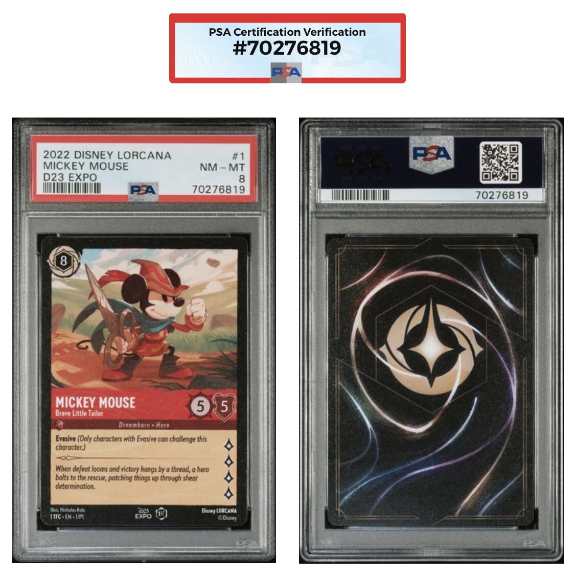 Disney Lorcana D23 Expo Mickey Mouse Brave Little Tailor Card PSA 8 Grade POP 56 | eBay Disney Lorcana D23 Expo Mickey Mouse Brave Little Tailor Card PSA 8 Grade POP 56 | eBay