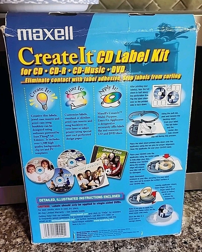 Maxell Create It CD DVD Label Kit Maker Print Labels New Old Stock! | eBay