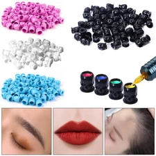 200-1000Pcs Skull Shape Tattoo Ink Cups With Base Permanent Prevent Falling Off