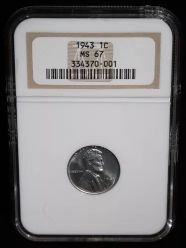 1943 USA ONE CENT - LINCOLN - NGC MS 67 - STRONG STRIKE - WWII ERA - HIGH GRADE