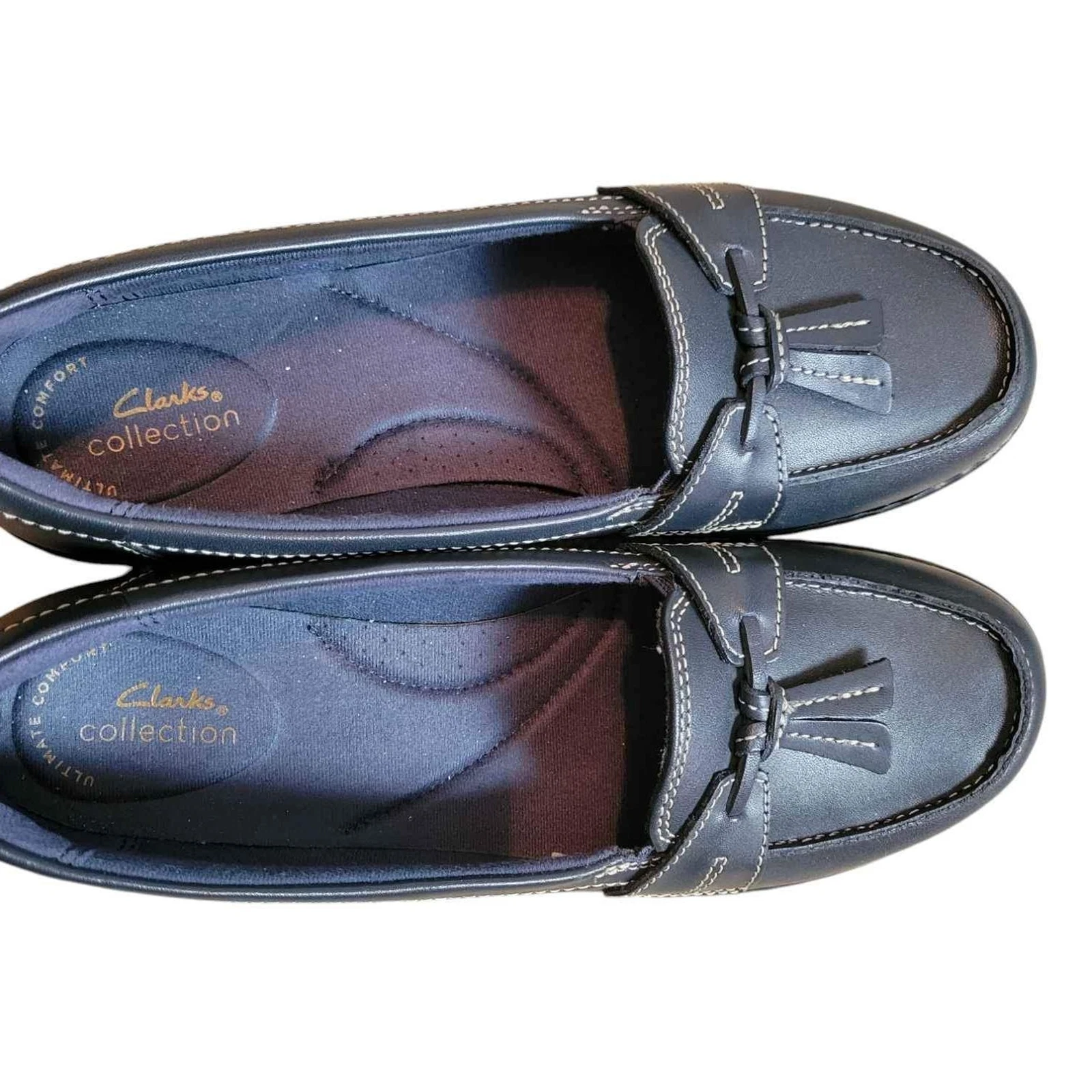 Mocassino donna taglia 8 5 stretto Clarks Ashland Bubble blu navy