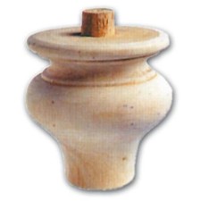 Gamba Per Mobili A Cipolla In Legno Di Ontano Tornito 96X104 Mm Finitura Grezza