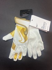 Nike HyperDiamond Batting Gloves Womens Small/ YTH L White/White/Gold NWT