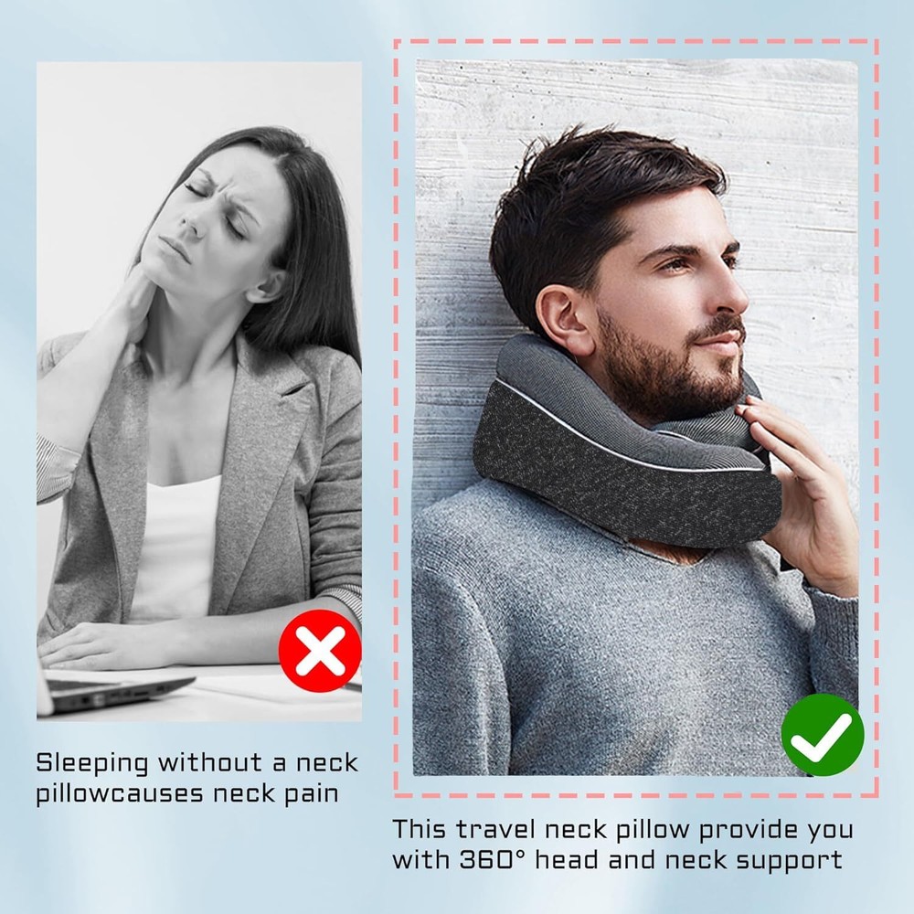 Memory Foam Travel Neck Pillow for Head Support and Comfortable Sleep Memory Foam Travel Neck Pillow for Head Support and Comfortable Sleep