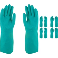 5pair Safetyware Chemical Oil Resistant Long Nitrile Work Flocklined Gloves Bulk
