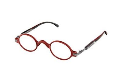 Hot Optix Unisex Retro Oval Plastic/ Metal Reading Glasses - red/gunmetal - 2.5