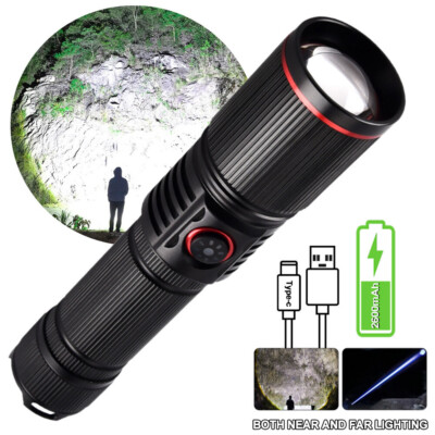 30W Weißer La-ser 500Meter LED Taschenlampe USB Zoom Torch Wiederaufladbare