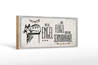 Holzschild Spruch 27X10 Cm Engel FlüGel Schnurrhaare Schild
