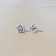 925 Silver Stud Earrings 6mm Star Shape Cubic Zirconia. FREE SHIPPING in USA