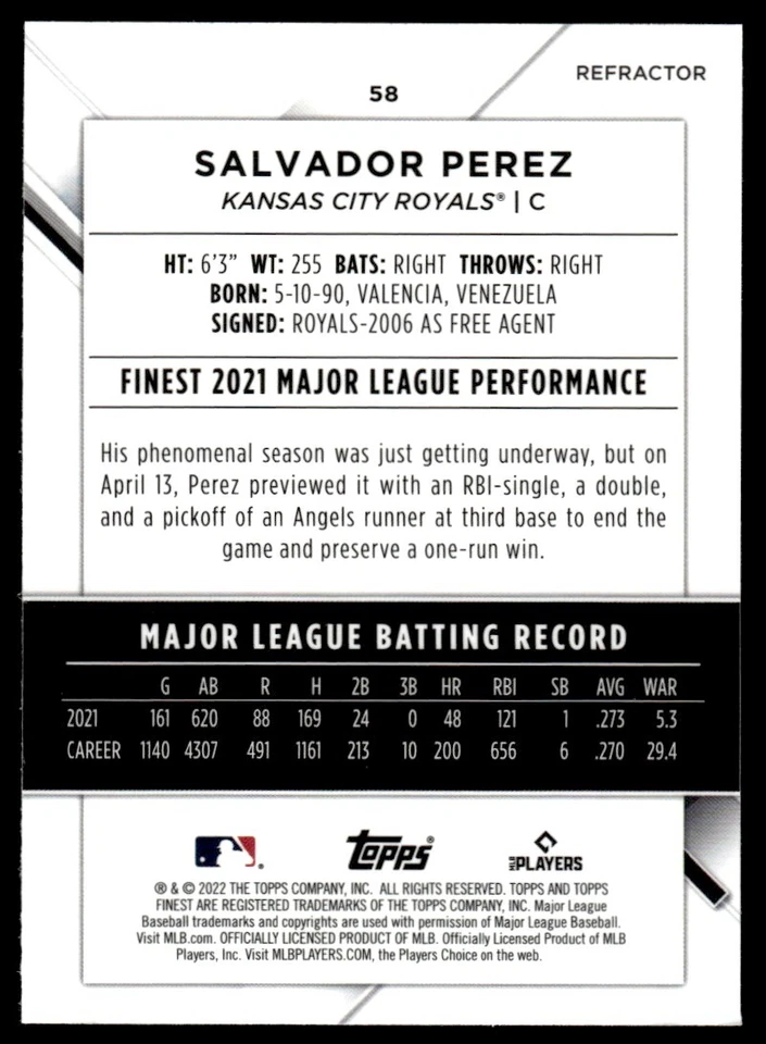 2022 TOPPS FINEST REFRACTOR Hedbert Perez R112 Milwaukee Brewers #58 - Image 2 of 2