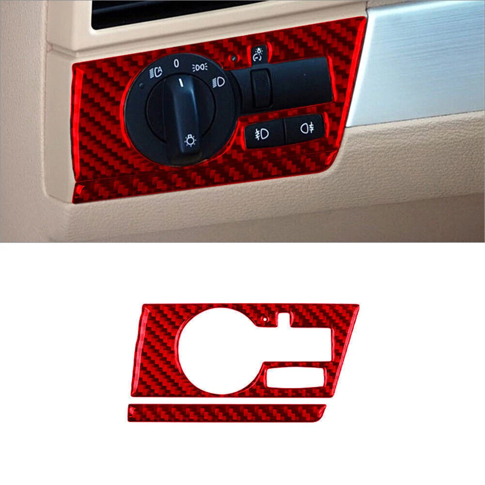 For BMW X3 E83 2004-2010 Red Carbon Fiber Car Full Interior Kit Cover Trim 53Pcs — 第 3/4 张图片