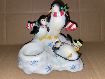PartyLite Slip Slidin' Penguins by Susan Winget Teelichthalter