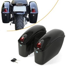 Alforja rígida universal para motocicleta Harley Yamaha Cruiser bolsas luz LED