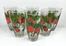 Libbey Strawberry Vine Glass Set of 6 Vintage Tumbler 14oz Highball