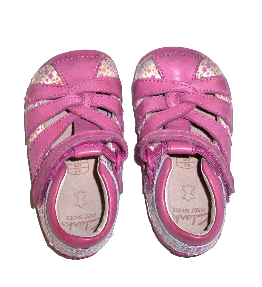 Clarks First Zapatos Bebé Niño Niñas Talla 4.5 Ancho Rosa Floral Pequeño Mae Combi Foto 2 de 3