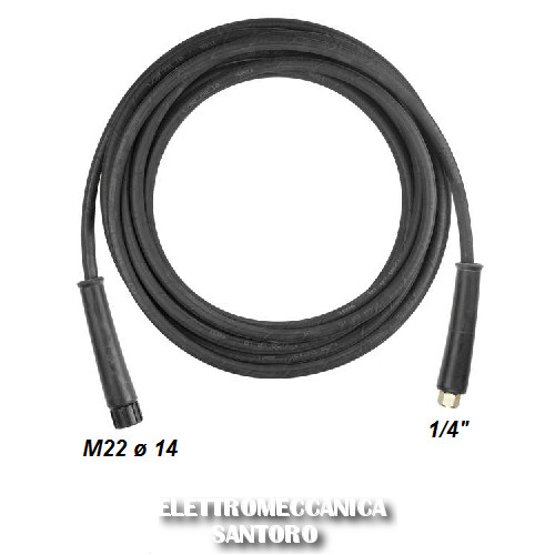 TUBO MT 8 CON ATTACCO M22 DIAMETRO 14 + 1/4 FEMMINA IDROPULITRICE ACQUA CALDA
