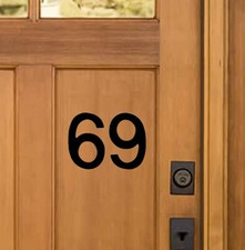 Stick-On House Numbers - No 69 - Satin Black - 10cm - Door, Fence, Gate