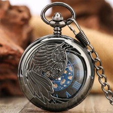Vintage Roman Numbers Men Mechanical Hand Wind Pocket Watch Half Hunter Gift
