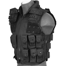 WELL Police SWAT Style Nylon Tactical Airsoft Vest Replica w/ Patches 2619