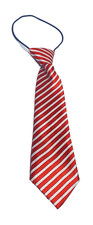 Red and White Stripped Kids Neck Tie, Youth Business Easy On Elastic String Tie