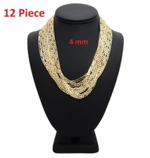 4mm 12 Piece Italian Figaro link Chain 16 18 20 24 30" 14k Gold Plated Wholesale
