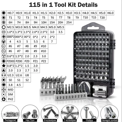 115 in 1 Magnetic Precision Repair Screwdriver Set PC Phone Electronics Tool Kit - Picture 4 of 24