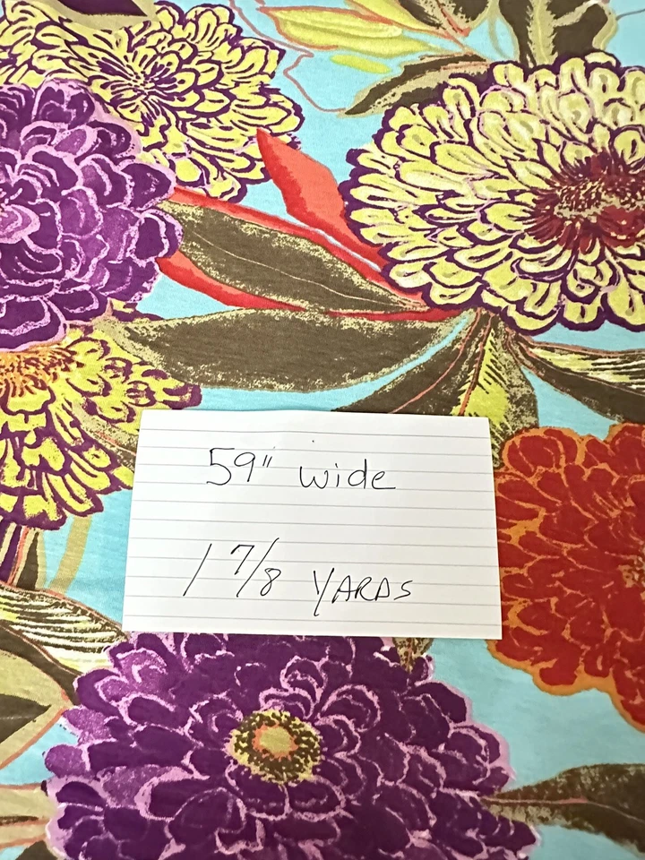 Tela tejida elástica con estampado floral tropical brillante grande de colección 1 7/8 yardas Foto 2 de 4