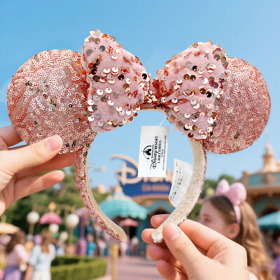 Japan Tokyo Disney-Resort Minnie Mouse Pink Sequin Bow Ears  display picture 2