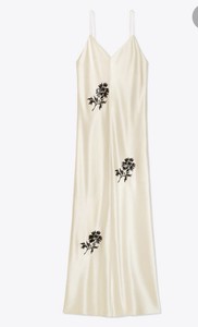 tory burch embroidered satin slip dress
