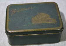 ALTE METALL SCHACHTEL MIT WERBUNG - B&Uuml;TTNER - 50er JAHRE