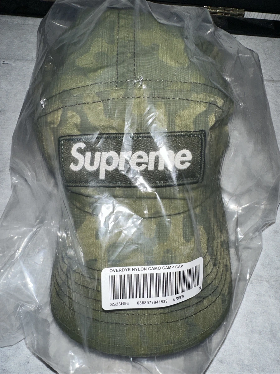 Supreme Overdyed Camo Nylon Camp Cap SS23 Green 100% Authentic New