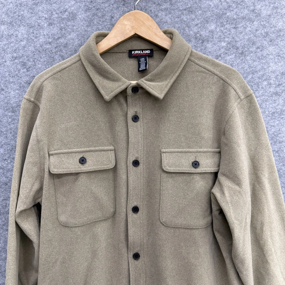 Kirkland Men's Shirt Jacket, Soft Shell Plush Fleece, 2 Pockets Tan, Size L, NEW - Image 2 of 4