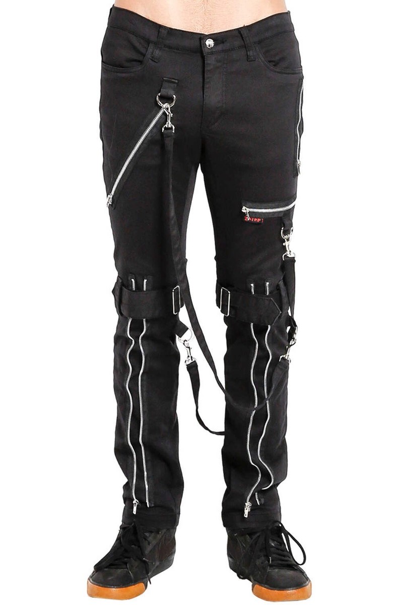 Tripp NYC Strap Zipper Bondage Pants [Black] - Bondage Pants, Goth