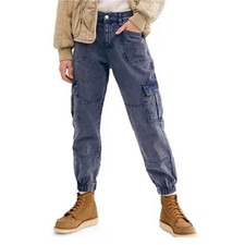 We The Free People Platoon Cargo Pants Blue Denim Size XS