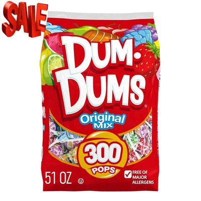 Dum Dums Original Flavor Mix Lollipops & Suckers, Party Candy Hard Candy, 300 co
