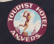 Old luggage tag Belgium BN226043 Tourist Hotel Antwerp