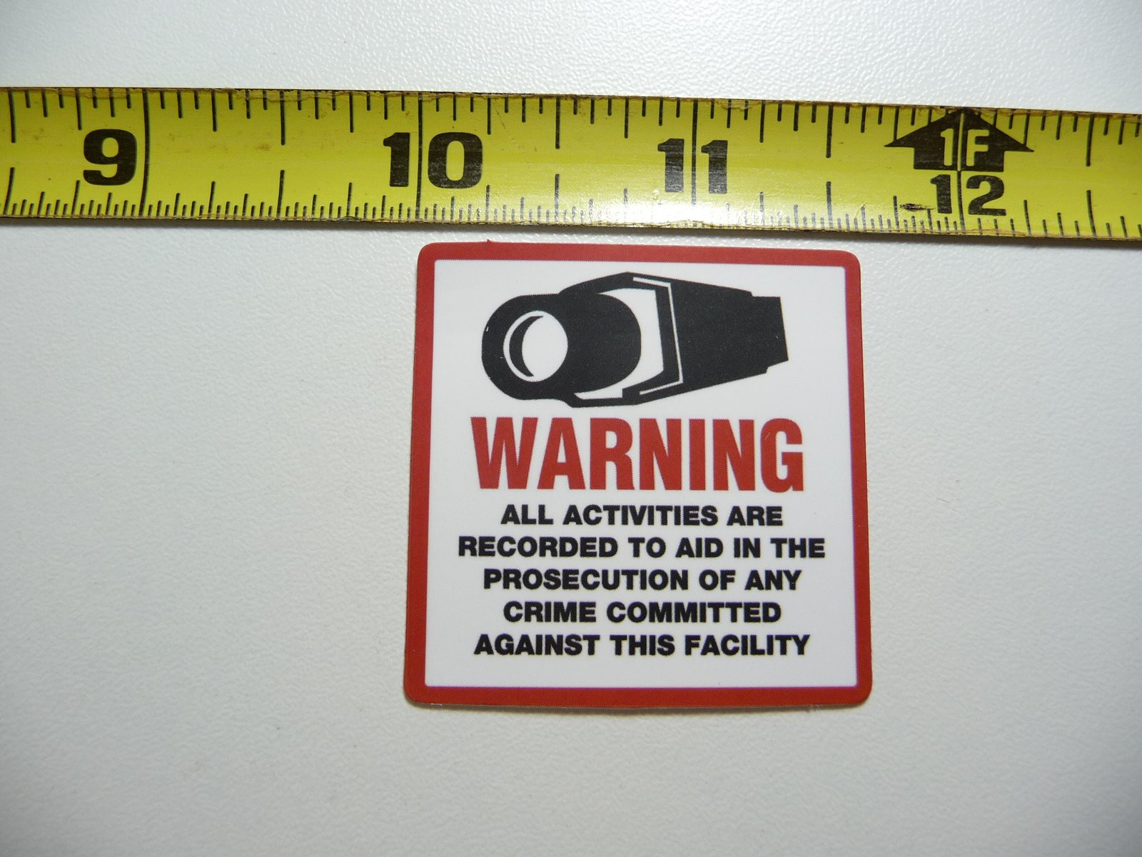 Caution All Activities Recorded Mini Decal Sticker Sign
