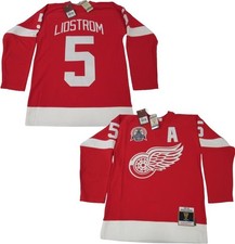 2001-2002 Nicklas Lidstrom #5 Detroit Red Wings Mens Mitchell & Ness Jersey $200