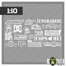 Aufkleber Set JDM Drifter 1:10 RC Auto Modellbau Tuning Sticker ASIA weiss