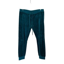 Juicy Couture Joggers Women Medium Teal Excellent Velour Y2K Back Pocket Pants