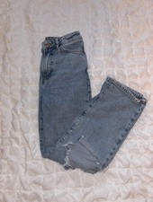 New Look 915 Kids Blue Denim Straight Leg Jeans With Ripped Knees Size Age 11