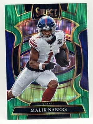 2025 Panini Select Malik Nabers Green Prizm Shock /5 Giants First On Print!
