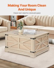 New Rattan Coffee Table, Rectangle PE Rattan Woven Wood Coffee Table with MDF