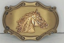VTG Framed Horse Head Belt Buckle 1978 Raintree - 3D Retro Western Southwestern