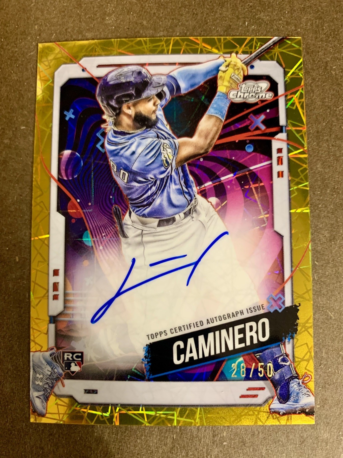 2024 Topps Cosmic Chrome Junior Caminero Auto Gold Interstellar Variation /50 RC