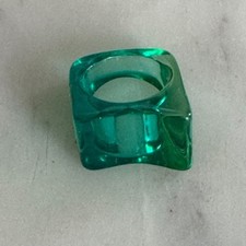 Green Clear Acrylic Resin Statement Ring Size 7