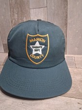 Vtg Marion County Sheriff's Dept Hat Trucker Mesh Snapback Green 80's USA Made