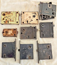 Lot of 9 Vintage Metal Door Locks for Parts or Repair No keys