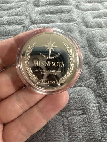 Minnesota State Proof  33 Gram Sterling 92.5% Silver Round Medal Vintage Coin