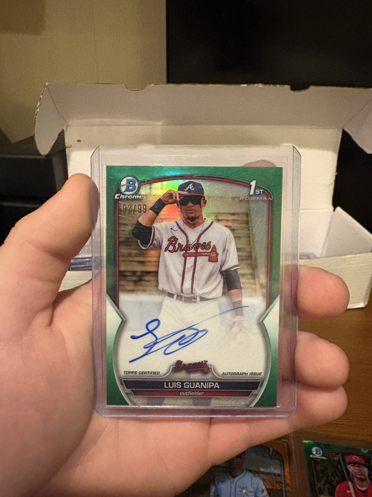 LUIS GUANIPA 2023 BOWMAN CHROME 1ST AUTOGRAPH TRUE GREEN AUTO /99 Q0234